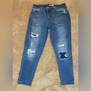 Sandpiper Distressed Skinny Medium Wash Denim Double Button Jeans‎ Size 18